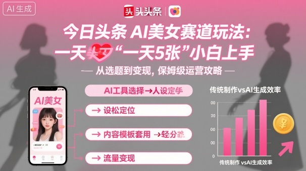 今日头条AI美女赛道玩法，一天轻松5张，小白轻松上手,速发云资源网