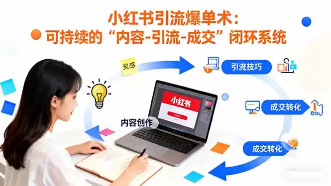 小红书引流爆单术：构建一套低成本 可持续的“内容-引流-成交”闭环系统,速发云资源网