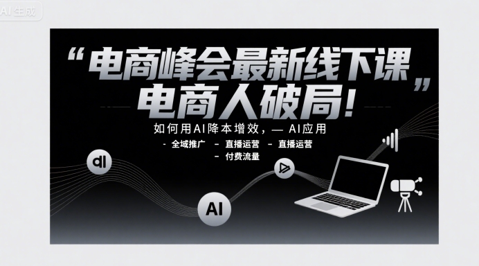 电商峰会最新线下课，电商人破局，如何用AI降本增效，AI应用-全域推广-直播运营-付费流量,速发云资源网