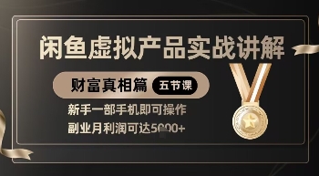 精品！闲鱼虚拟产品实战讲解，新手一部手机即可操作，副业月利润可达5k+,速发云资源网