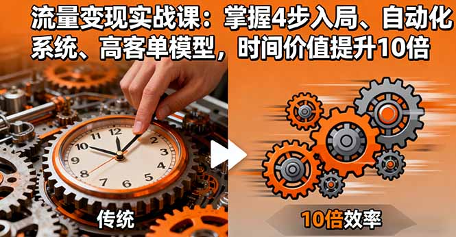 流量变现实战课：掌握4步入局、自动化系统、高客单模型，时间价值提升10倍,速发云资源网