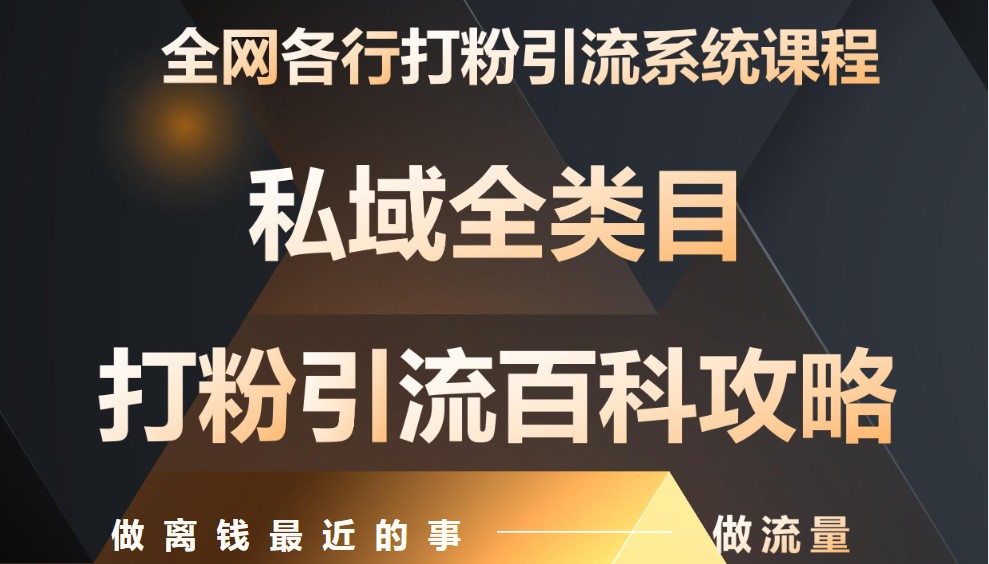 月入9万：全网唯一私域打粉引流神课，零基础手把手带你引流变现,速发云资源网