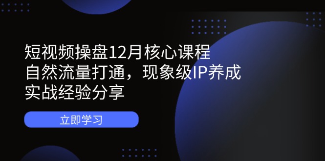 短视频操盘12月核心课程：自然流量打通，现象级IP养成，实战经验分享,速发云资源网