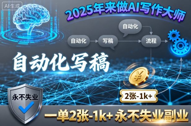 2025年来做AI写作大师，自动化写稿，一单2张-1k+，永不失业副业,速发云资源网