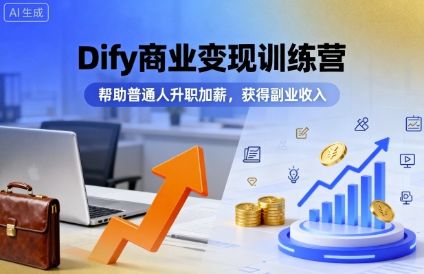 Dify商业变现训练营，帮助普通人升职加薪，获得副业收入,速发云资源网