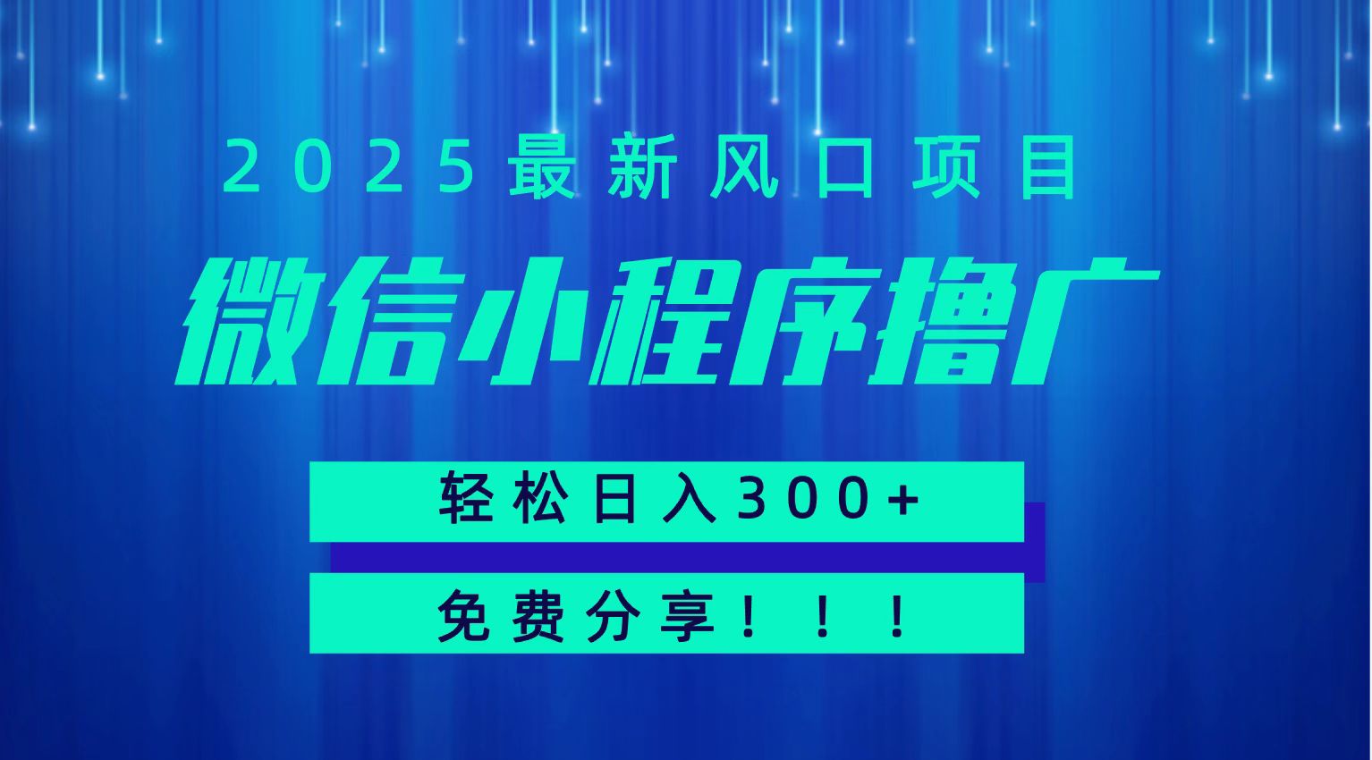 微信小程序撸广，最新风口项目，日入300+ 免费分享 可批量操作 小白可轻松上手！！,速发云资源网