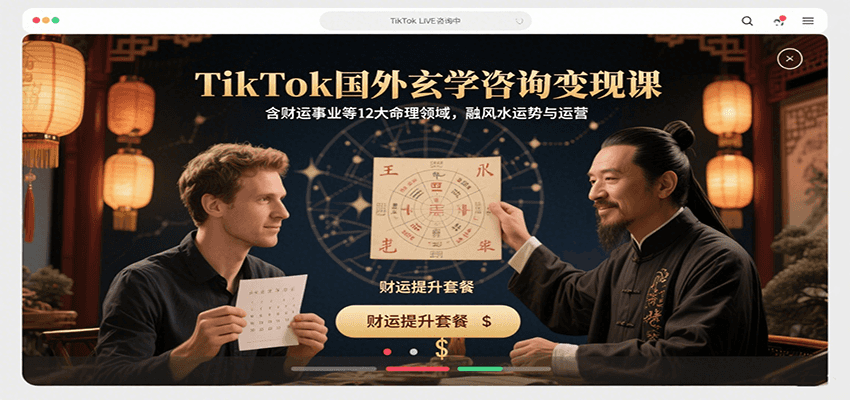TikTok国外玄学咨询变现课，含财运事业等12大命理领域，融风水运势与运营,速发云资源网