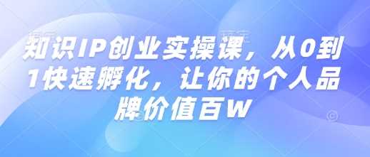 知识IP创业实操课，从0到1快速孵化，让你的个人品牌价值百W,速发云资源网