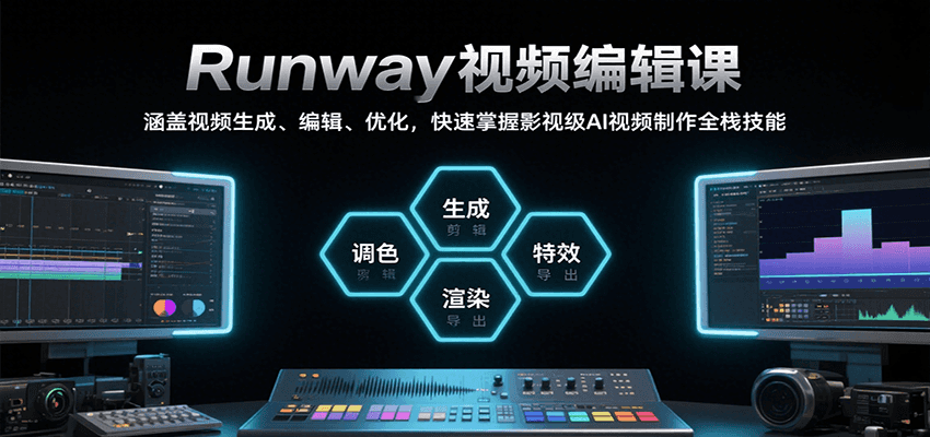 Runway视频编辑课，涵盖视频生成、编辑、优化，快速掌握影视级AI视频制作全栈技能,速发云资源网