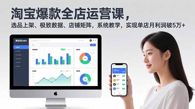 淘宝爆款全店运营课2.0，选品上架、极致数据、店铺矩阵，系统教学，实现单店月利润破5万+,速发云资源网