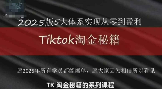 TikTok跨境2025淘金秘籍，2025TikTok从0到盈利变现,速发云资源网