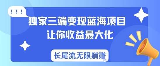 独家三端变现蓝海项目，让你收益最大化，长尾流无限躺挣,速发云资源网