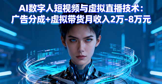 AI数字人短视频与虚拟直播技术：广告分成+虚拟带货月收入2万-8万元,速发云资源网