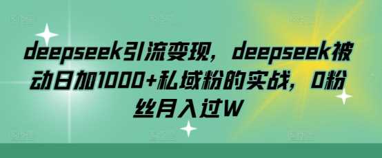 deepseek引流变现，deepseek被动日加1000+私域粉的实战，0粉丝月入过W,速发云资源网