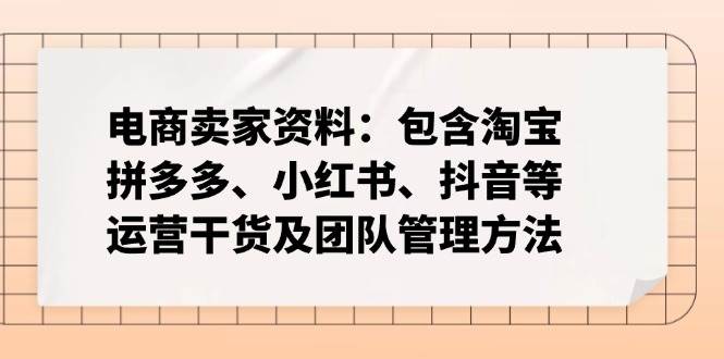 （14354期）电商卖家资料：包含淘宝、拼多多、小红书、抖音等运营干货及团队管理方法,速发云资源网