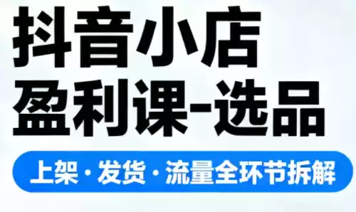 抖音小店盈利课-选品·上架·发货·流量全环节拆解,速发云资源网