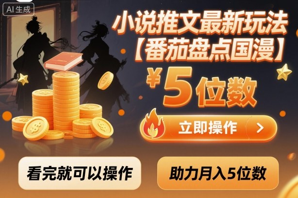 小说推文最新玩法，助力月入5位数【番茄盘点国漫】玩法，看完就可以操作,速发云资源网