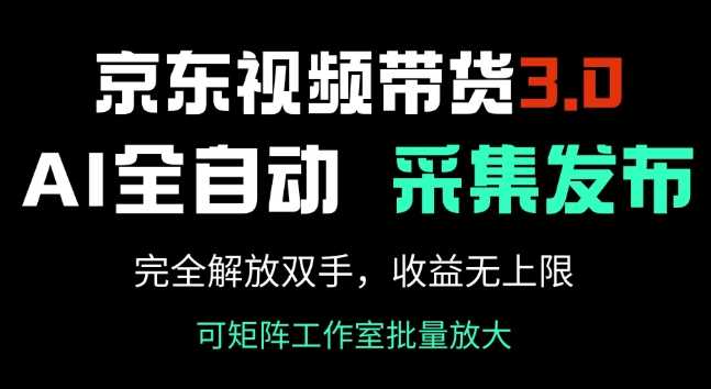 京东视频带货3.0，Ai全自动采集+自动发布，完全解放双手，收入无上限,速发云资源网