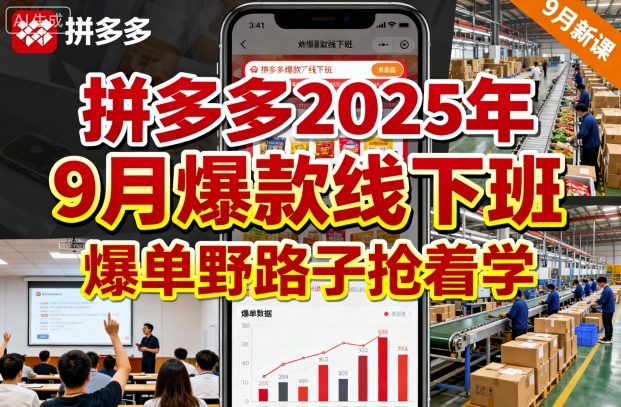 拼多多2025年9月爆款线下班，爆单野路子抢着学,速发云资源网
