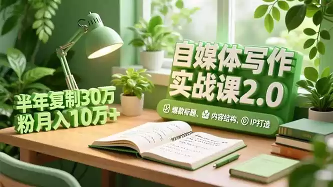 自媒体写作实战课2.0，爆款标题、内容结构、IP打造，半年复制30万粉月入10万+,速发云资源网