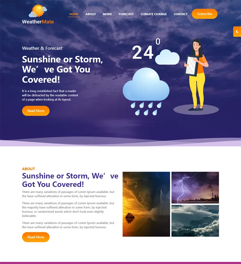 HTML响应式天气预报网站源码,速发云资源网