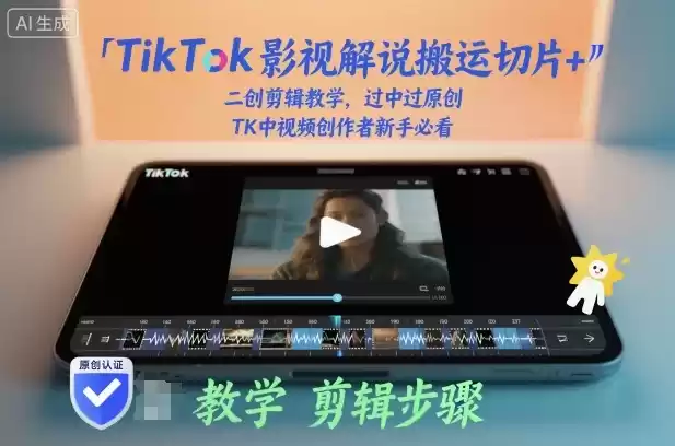 TikTok影视解说搬运切片+二创剪辑教学，过中过原创，TK中视频创作者新手必看,速发云资源网