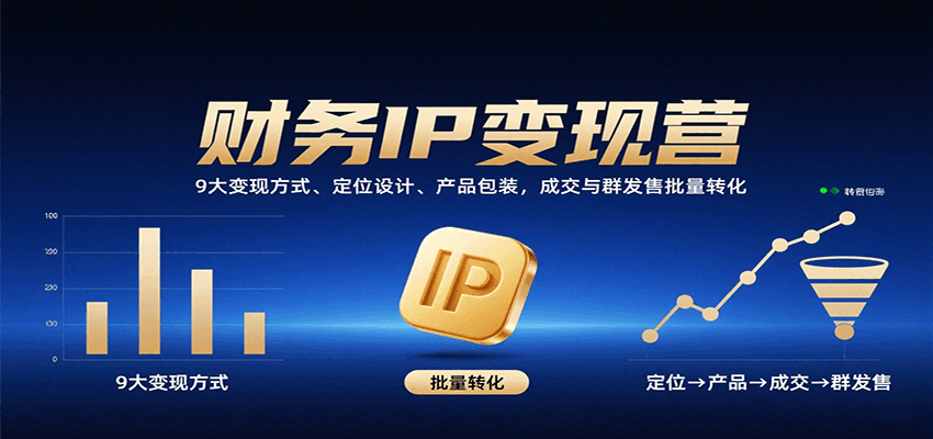 财务IP变现营：9大变现方式、定位设计、产品包装，成交与群发售批量转化,速发云资源网