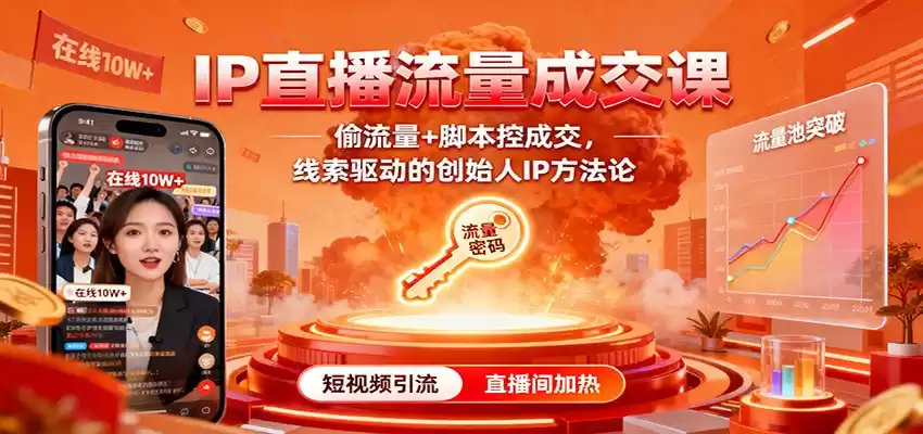 IP直播流量成交课：偷流量+脚本控成交，线索驱动的创始人IP方法论,速发云资源网