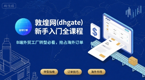 敦煌网(dhgate)新手入门全课程，B端外贸工厂转型必看，抢占海外订单,速发云资源网