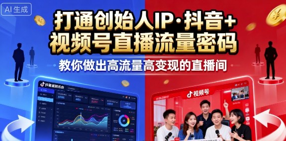 25年直播9-10两期线下课，打通创始人IP，抖音+视频号直播流量密码，教你做出高流量高变现的直播间,速发云资源网