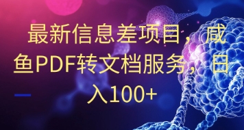 最新信息差项目，咸鱼PDF转文档服务，日入100+,速发云资源网