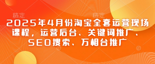 2025年4月份淘宝全套运营现场课程，运营后台、关键词推广、SEO搜索、万相台推广,速发云资源网