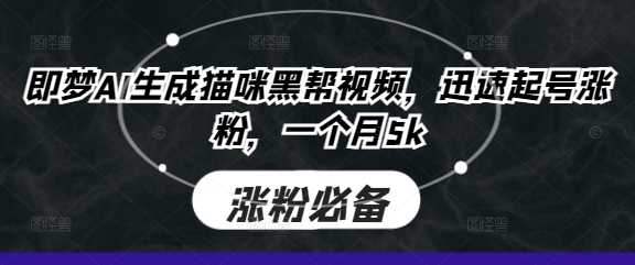 即梦AI生成猫咪黑帮视频，迅速起号涨粉，一个月5k,速发云资源网