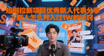短剧拉新项目优秀新人代表分享新人怎么月入过1W的诀窍,速发云资源网