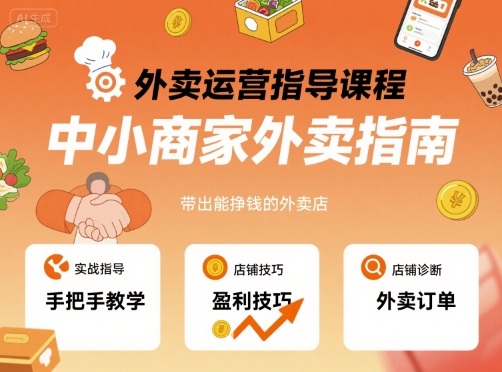 外卖运营指导课程，中小商家外卖指南，手把手带出能挣钱的外卖店,速发云资源网