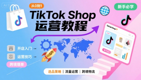 TikTok Shop从0到1运营教程，TikTok跨境电商新手必学课程,速发云资源网
