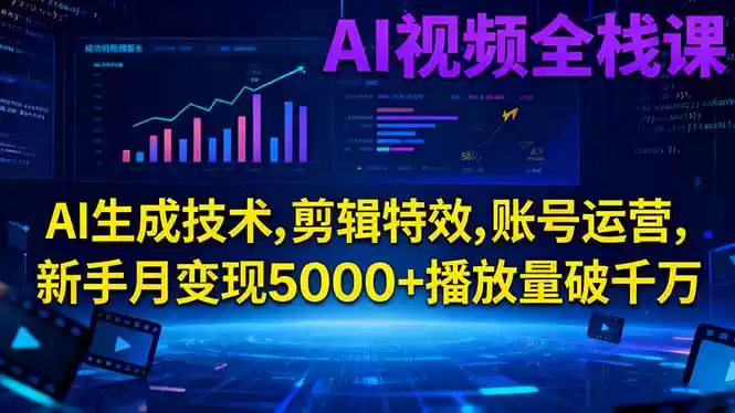 AI视频全栈课:AI生成技术,剪辑特效,账号运营,新手月变现5000+播放量破千万,速发云资源网