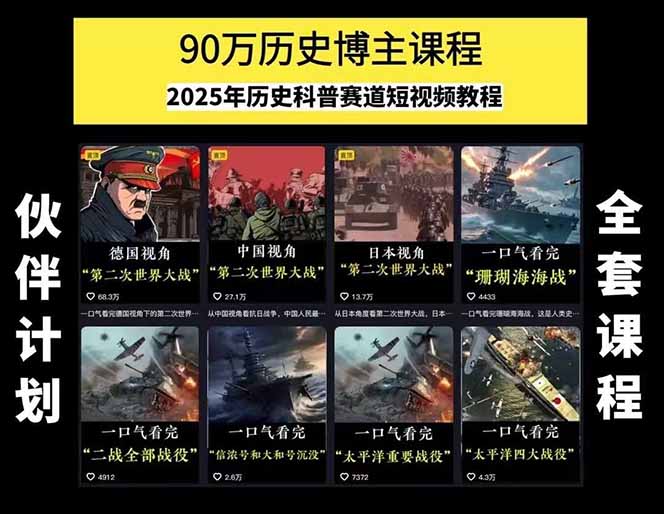 图片[1],历史短视频赛道变现课，百集素材库应用，文案剪辑技巧，账号运营全案,速发云资源网