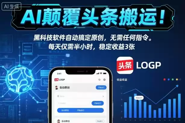 AI颠覆头条搬运！黑科技软件自动搞定原创，无需任何指令。每天仅需半小时，稳定收益3张【揭秘】,速发云资源网