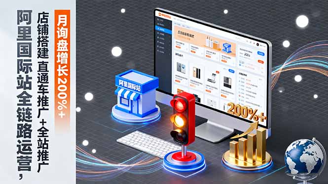 阿里国际站全链路运营，店铺搭建+直通车推广+全站推广，月询盘增长200%+,速发云资源网