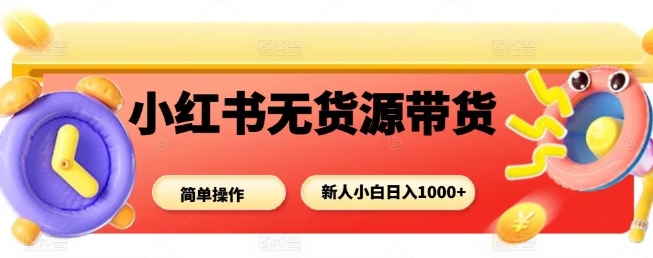 小红书无货源带货项目，简单无脑，新人小白日入多张,速发云资源网