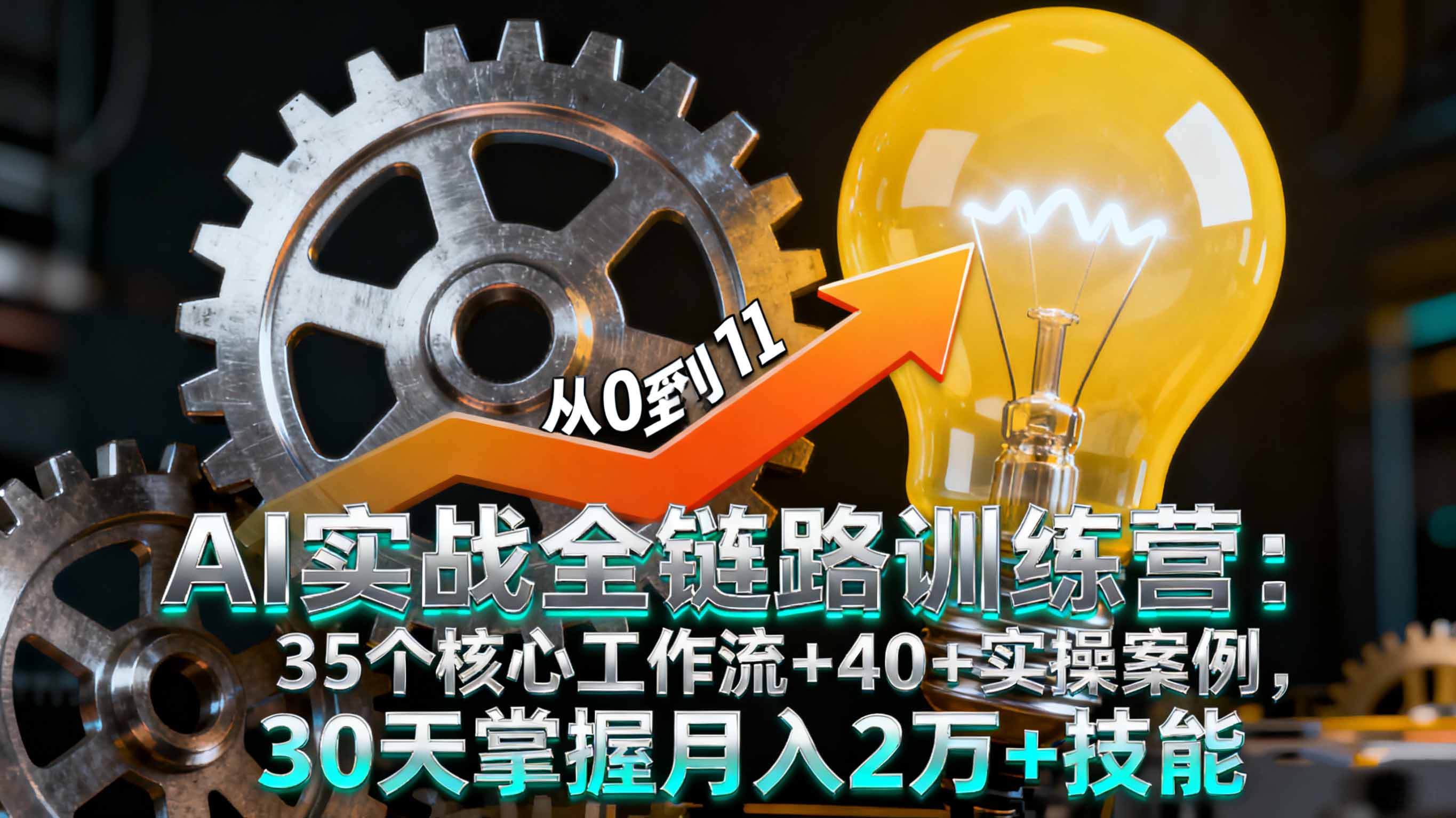 AI实战全链路训练营：35个核心工作流+40+实操案例，30天掌握月入2万+技能,速发云资源网