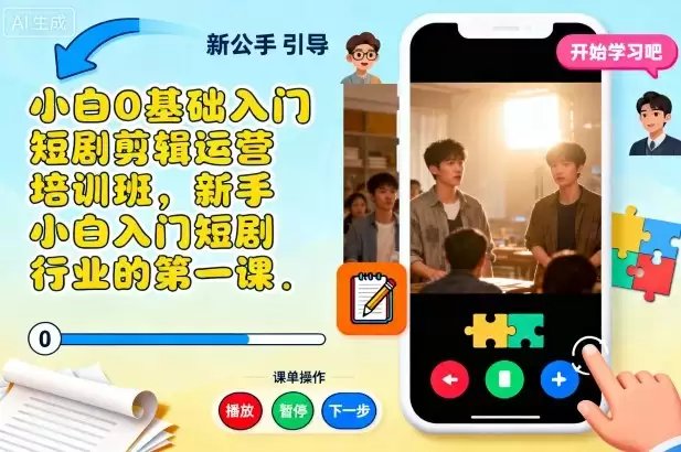 小白0基础入门短剧剪辑运营培训班，新手小白入门短剧行业的第一课,速发云资源网