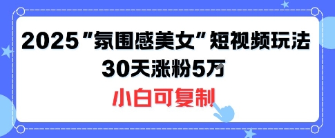 不露脸也能火！2025“氛围感美女”短视频玩法，30天涨粉5W小白可复制,速发云资源网