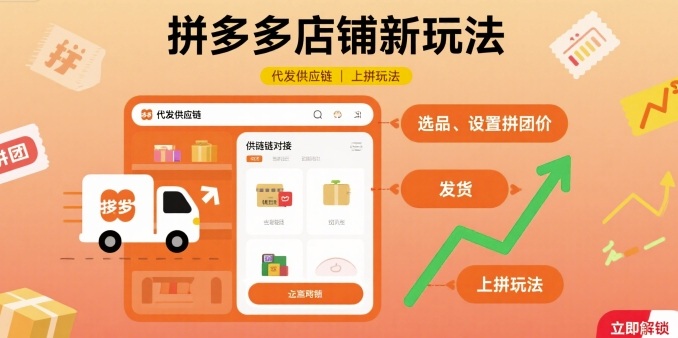 拼多多店铺新玩法，代发供应链上拼玩法,速发云资源网