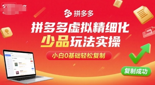 拼多多虚拟精细化少品玩法实操，小白0基础轻松复制,速发云资源网