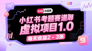 小红书考题赛道虚拟项目1.0，项目操作简单，每天收益2-3张,速发云资源网