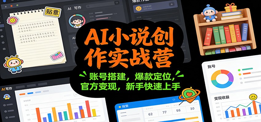 AI小说创作实战营：账号搭建，爆款定位，官方变现，新手快速上手,速发云资源网