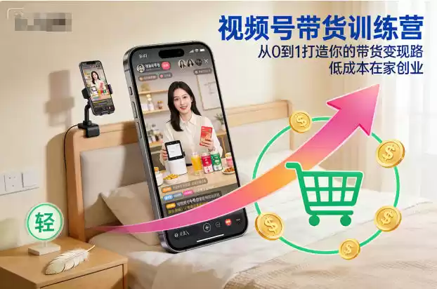 视频号带货训练营，从0到1打造你的带货变现路，低成本在家创业,速发云资源网