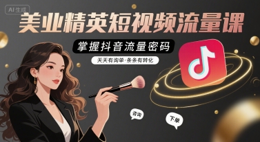 美业精英短视频流量课，掌握抖音流量密码，天天有询单，条条有转化,速发云资源网